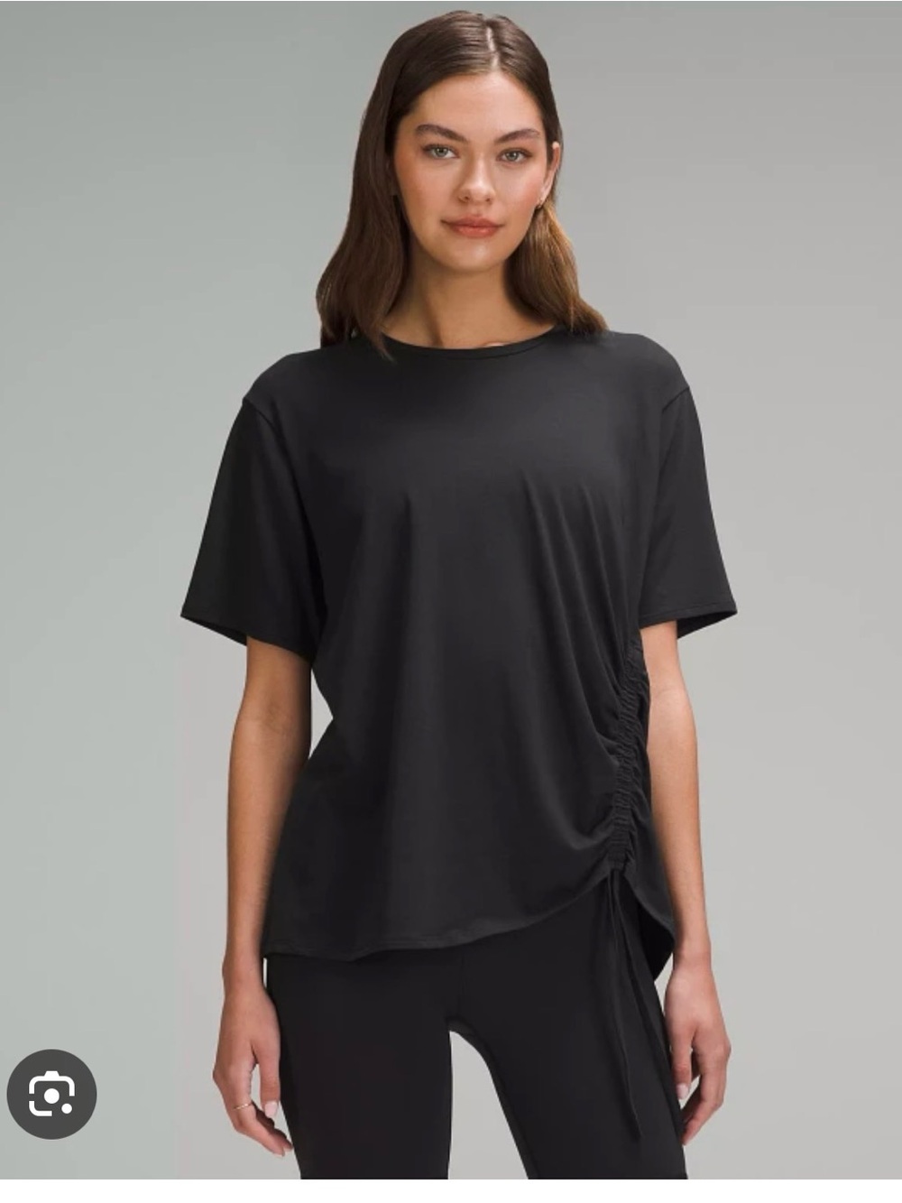 Lululemon Side Cinch Cotton T Shirt Size Small Black